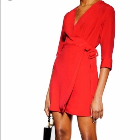 Topshop Dresses & Skirts - Red Wrap Dress by Topshop, NWT!